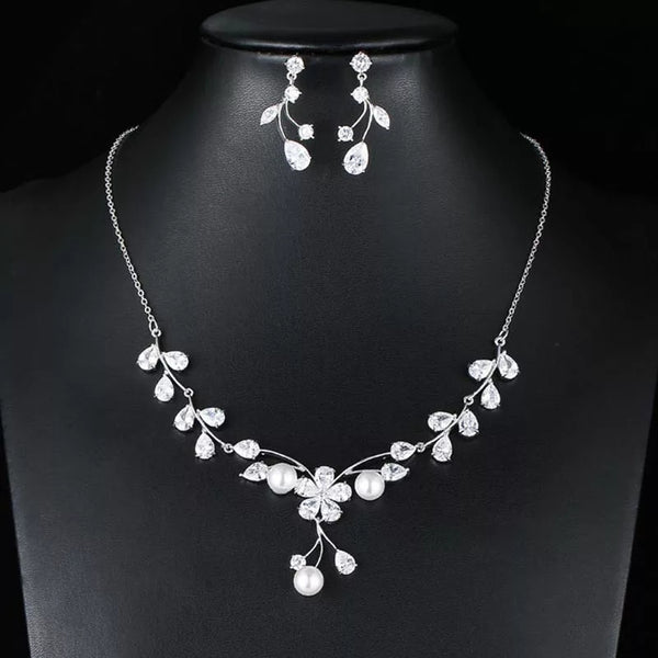 Jasmine Pearl & CZ Luxury Necklace